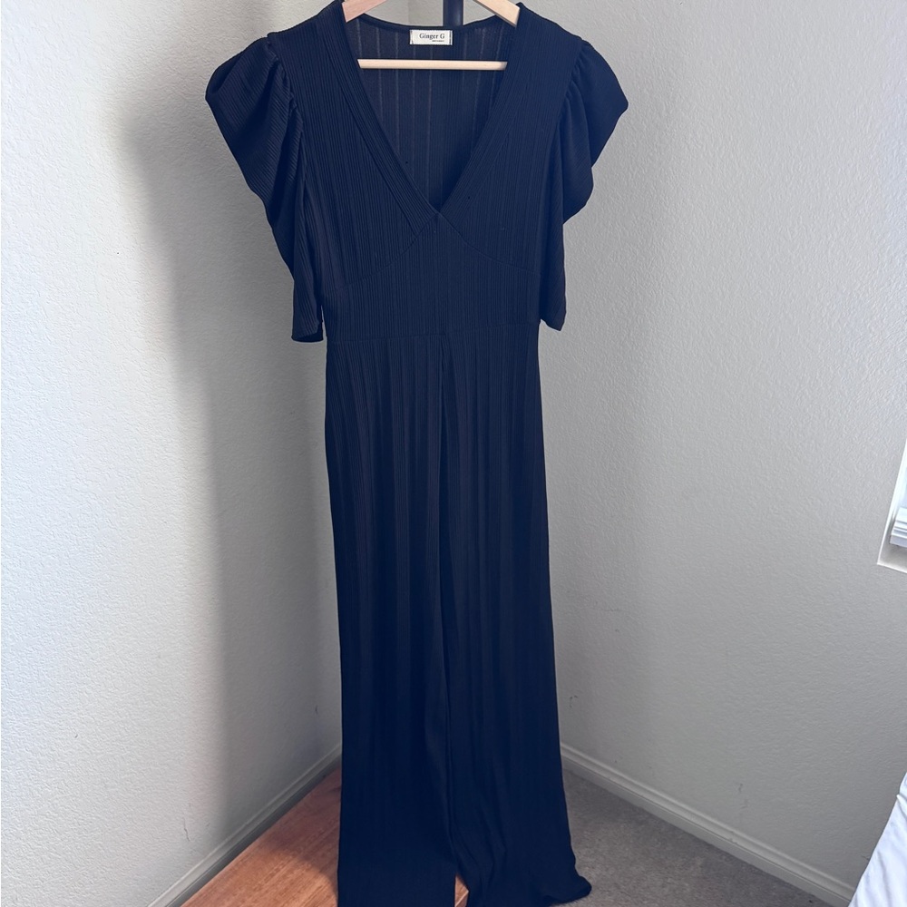 Black jumpsuit with Flutter Sleeves